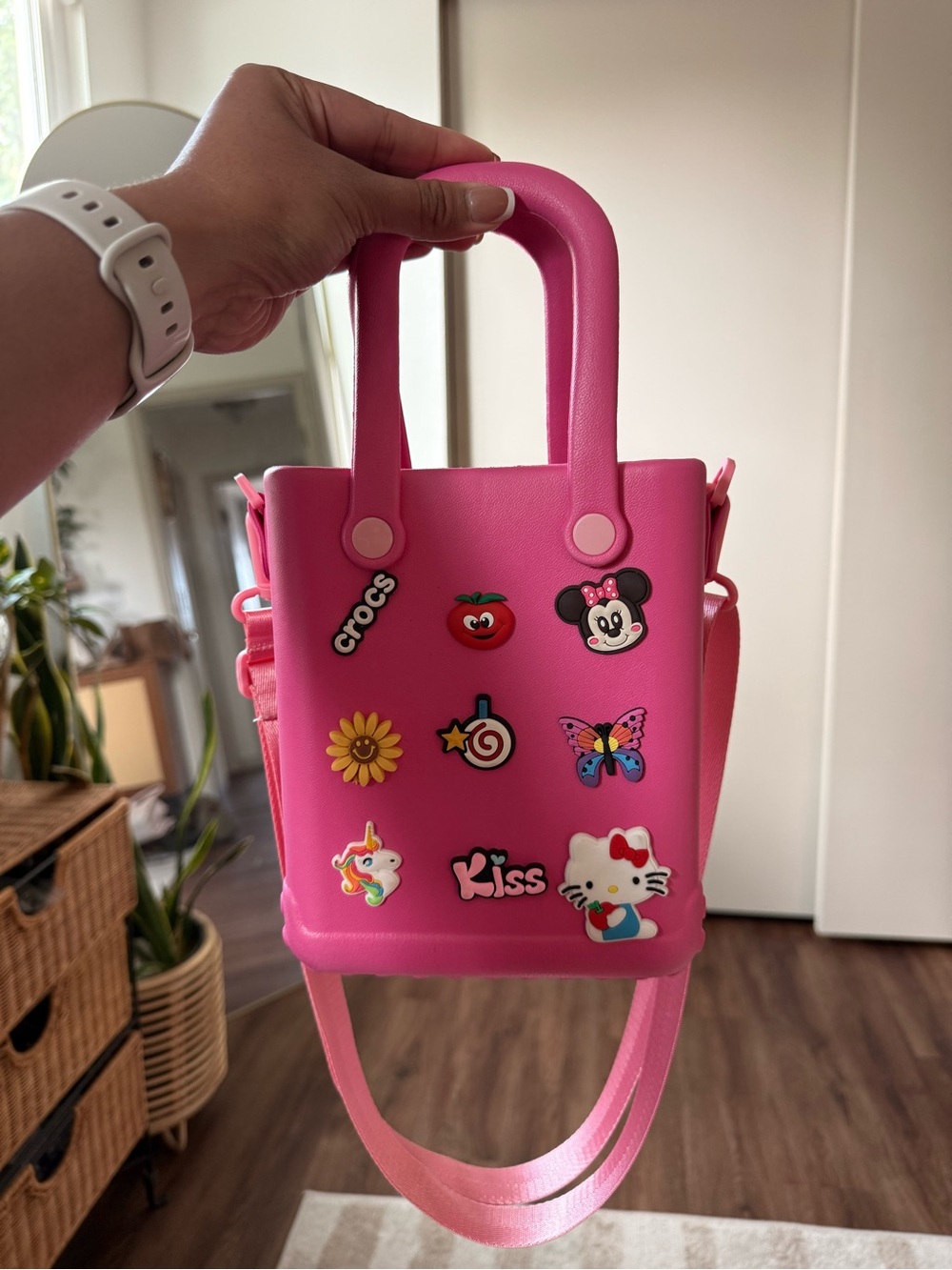 CROCS Pink Kids Tote Bag with Jibbitz Charms